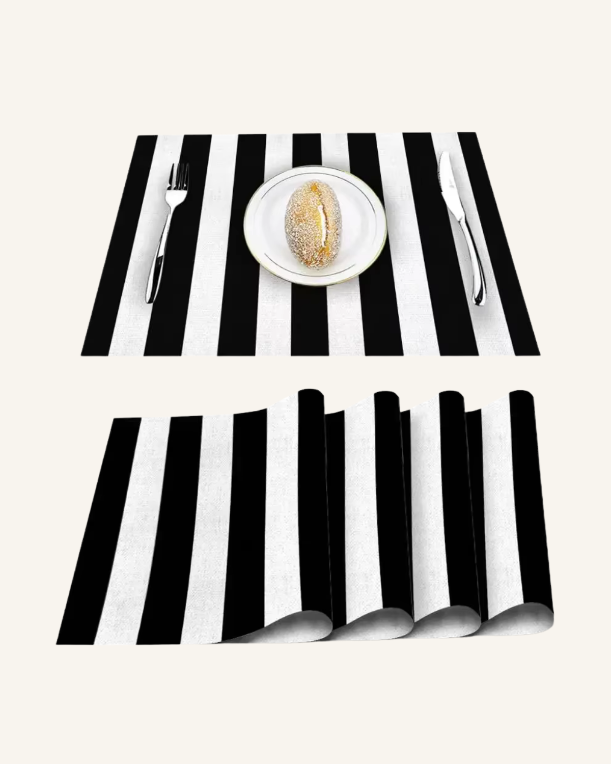 Set de table blanc et noir Blanc et Noir / 6 PCS sets-de-table.fr