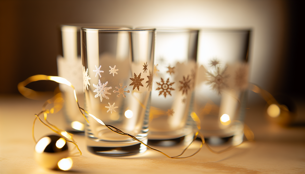 verres décorés avec motifs hivernaux